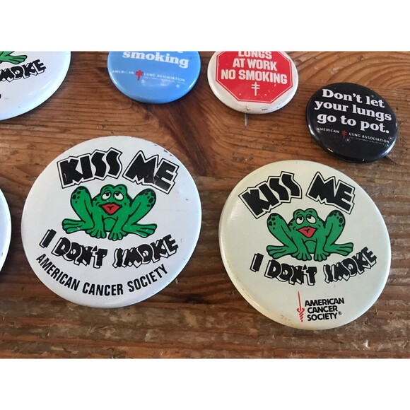 Vintage Anti Smoking Pin Lot of 11 Buttons Pinbacks American Cancer Society - Picture 3 of 5